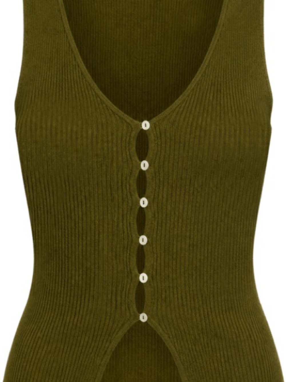 bar iii Sleeveless Ribbed Button-Front Tank Top - Olive Green
